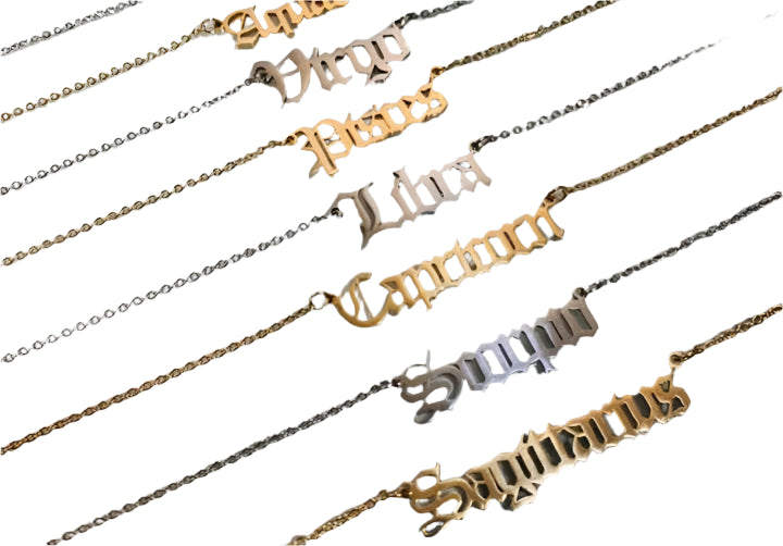 Letter 12 Zodiac Necklace Women Constellation Chain Choker Necklace
