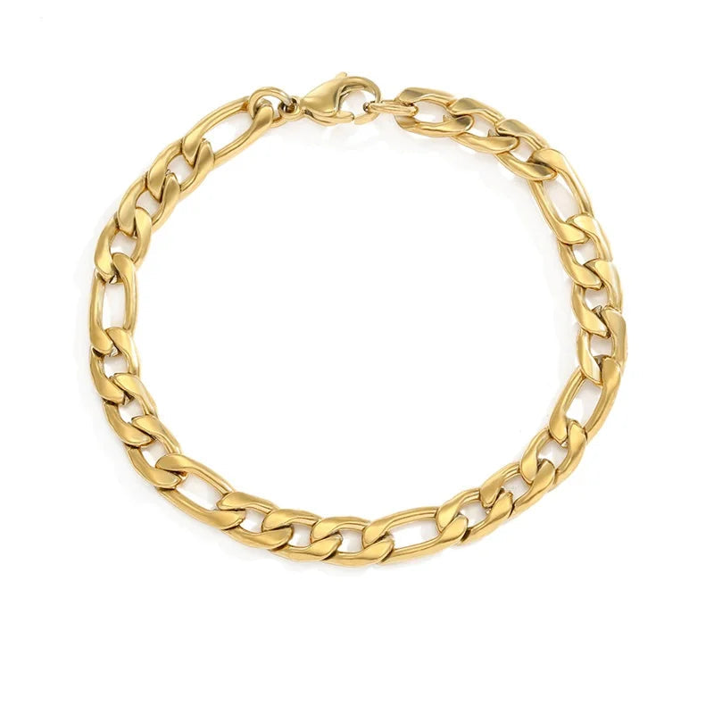Female Figaro Link Chain Charm Bracelets Chain
