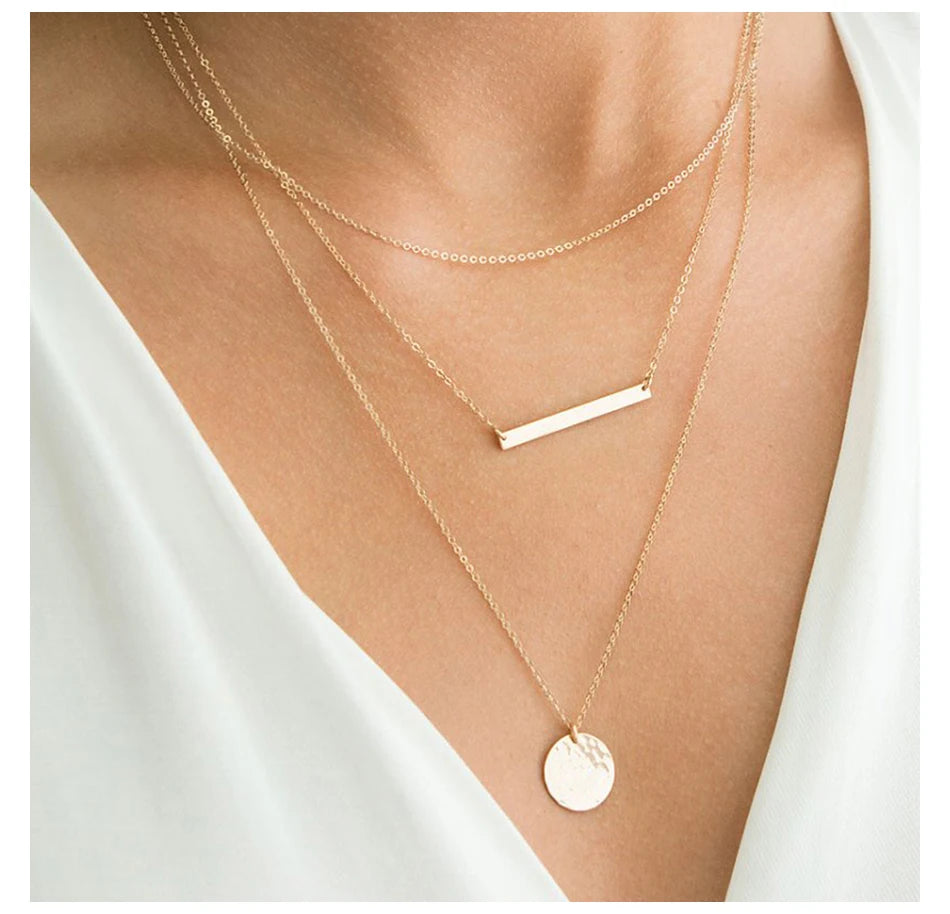 Layered Chains Long Necklace Women