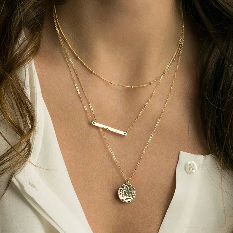 Layered Chains Long Necklace Women
