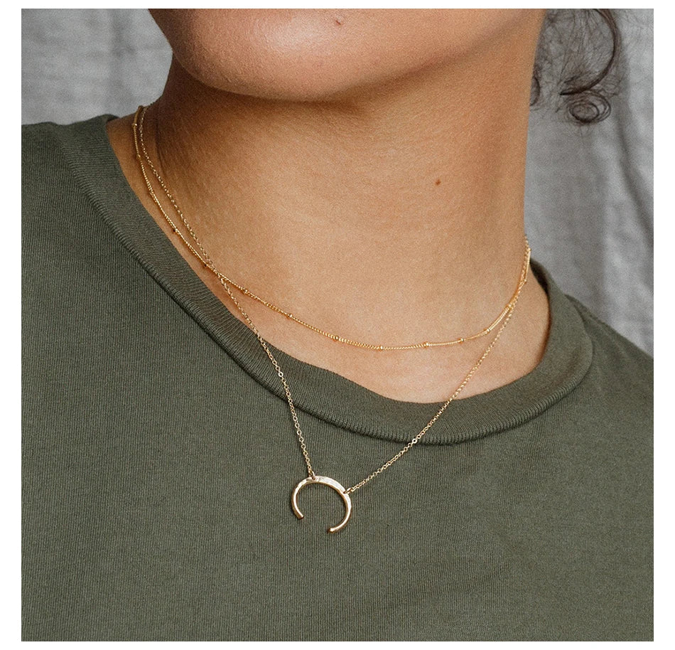 Layered Chains Long Necklace Women