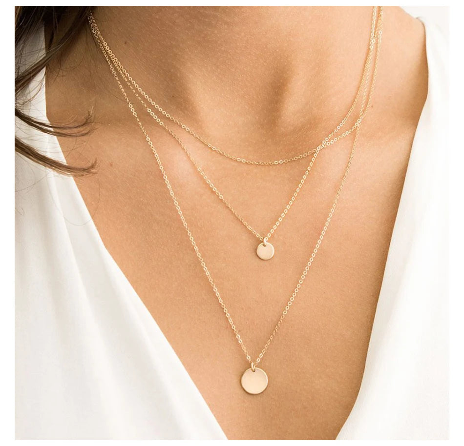 Layered Chains Long Necklace Women