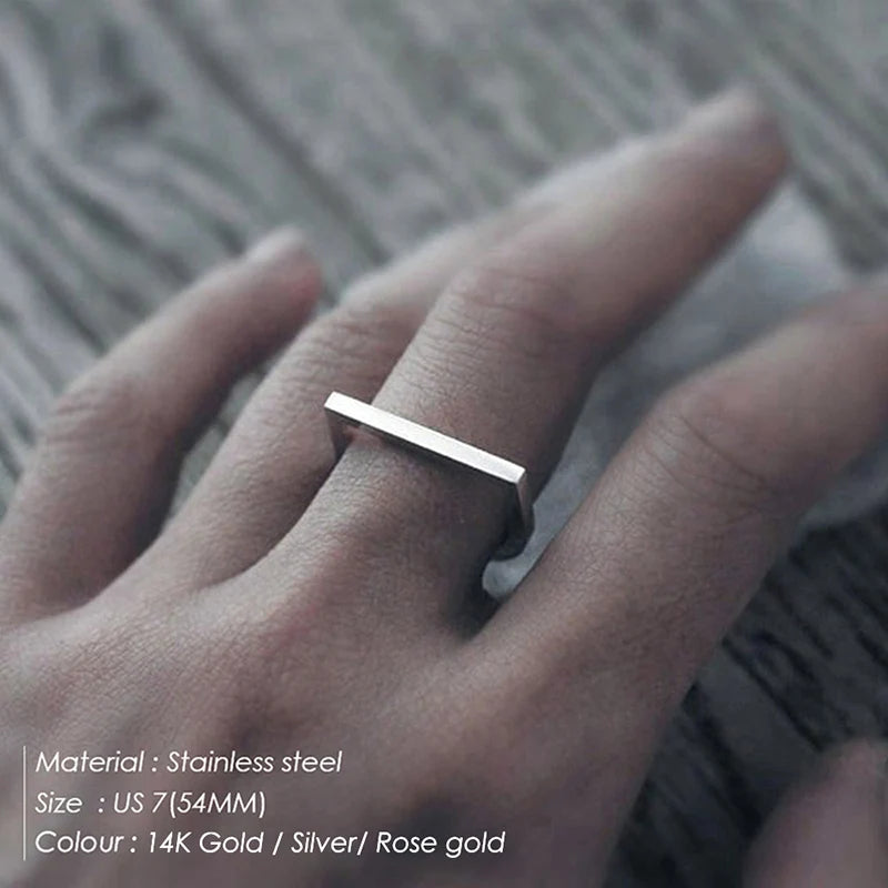 BELLUCCIE Trendy Stainless Steel Rings for Women Vintage Geometric Pinky Ring Dainty Stackable Round Midi Rings Jewellery