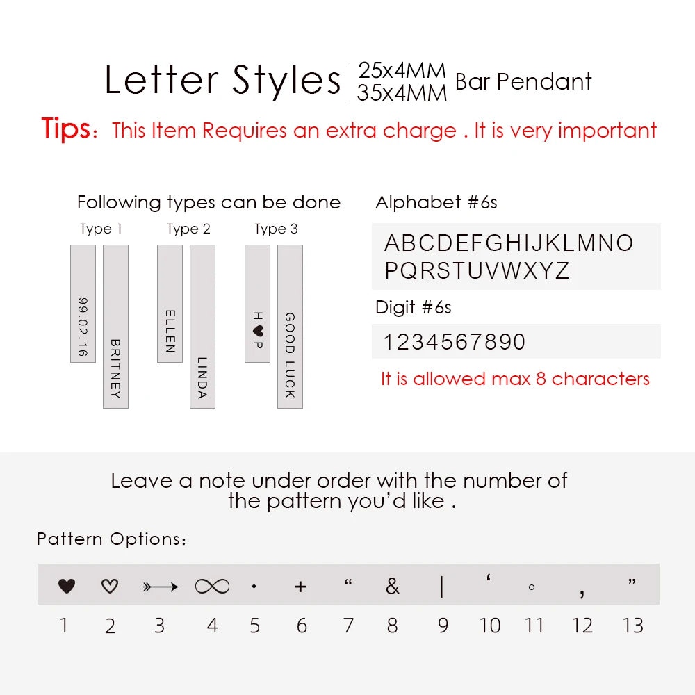 Code Engraving Customize Square Bar Necklace