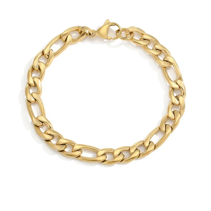 Female Figaro Link Chain Charm Bracelets Chain