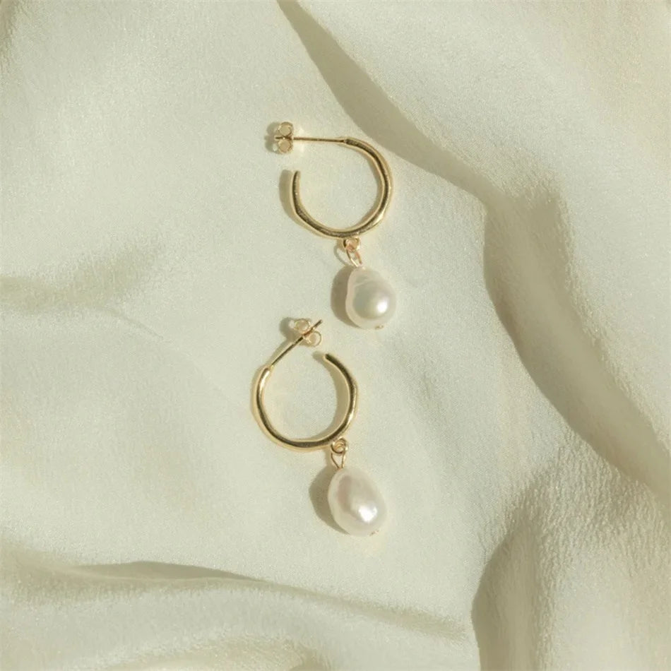 Fashion Natural Freshwater Pearl Pendant Earrings