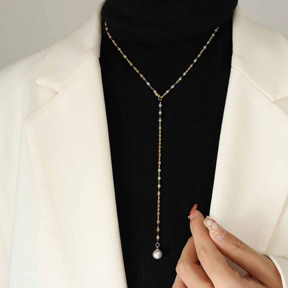 Imitation Pearl Y Necklaces Round Pearl Wedding Necklaces
