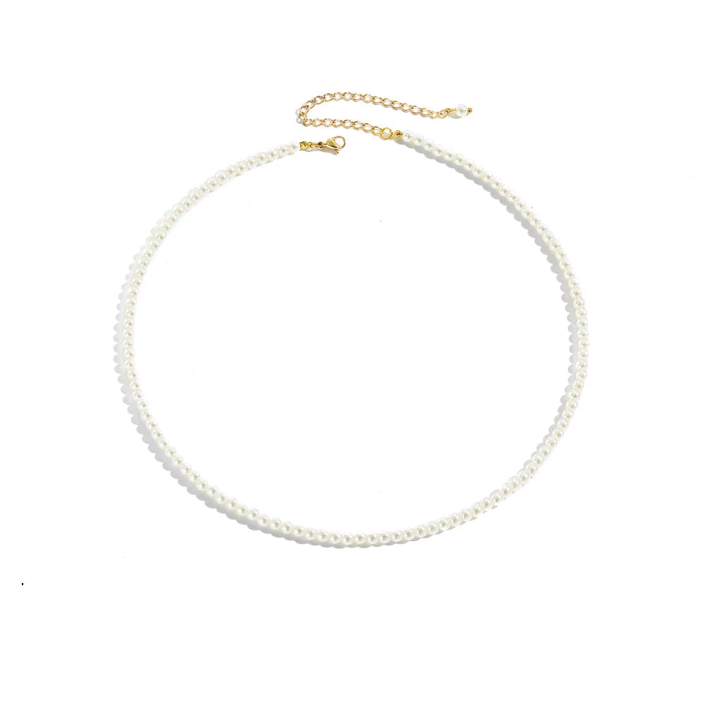New Imitation Pearl Necklaces Round Multi Size White Pearl