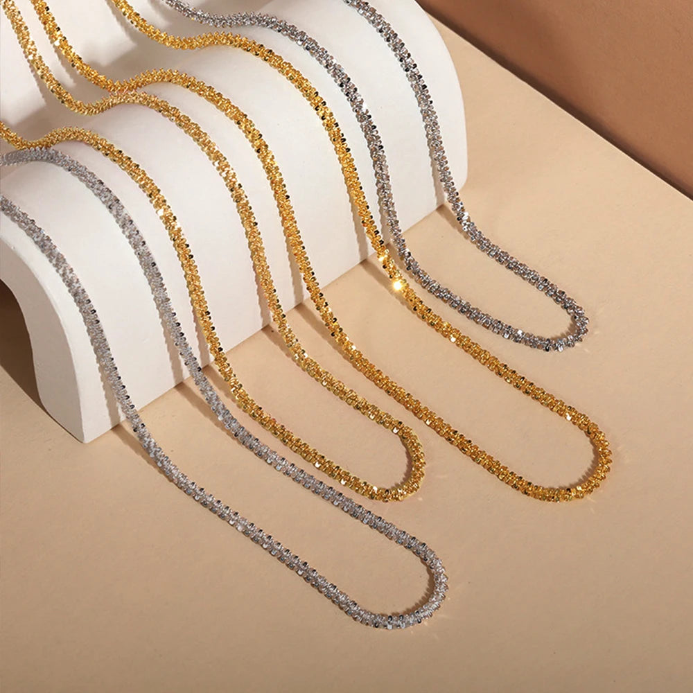New Popular Silver Colour Sparkling Clavicle Chain Necklace