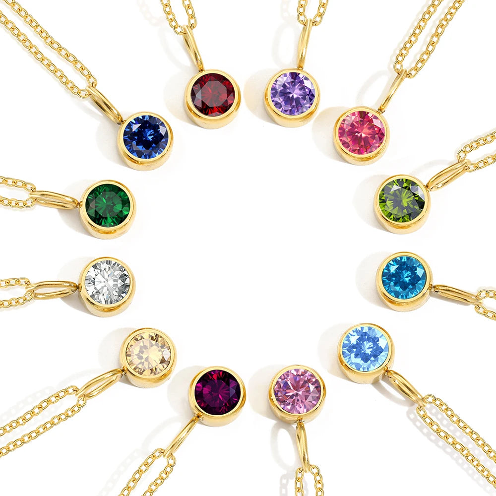 Birthstone Set Necklace Zirconia