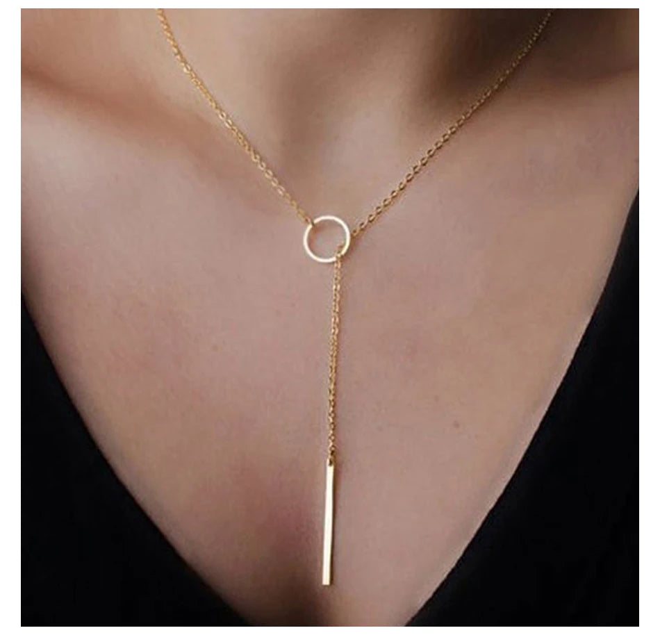 Minimalist Round Rod Pendant Necklace