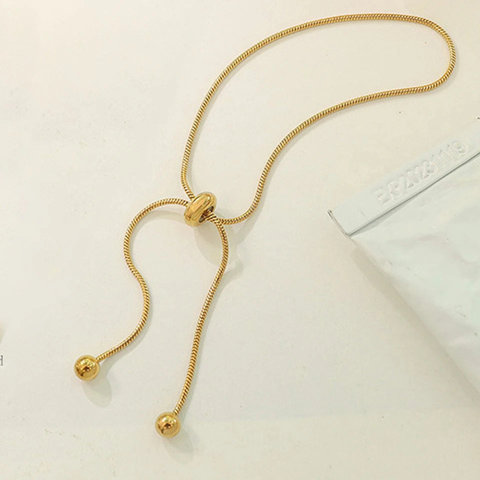 BELLUCCIE Snake Chain Stainless Steel Bracelet Adjustable Pull-Out Bracelet Round Button Birthday Gift