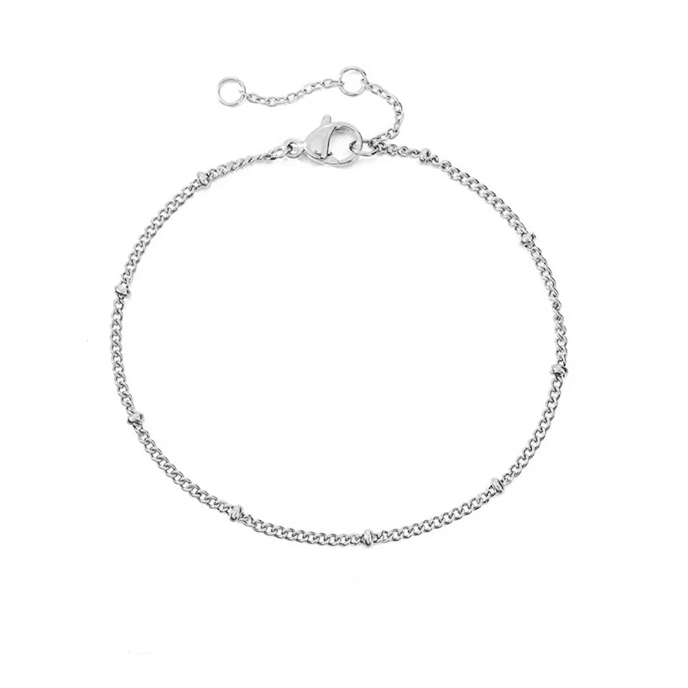 Silvery Simple Female Dainty Chain Bracelet