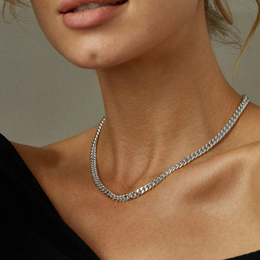 BELLUCCIE Silver color Men's Cuban Link Chain Necklace Stainless Steel Women Trendy Punk Jewelry 2MM/3MM/4MM/6MM/8MM