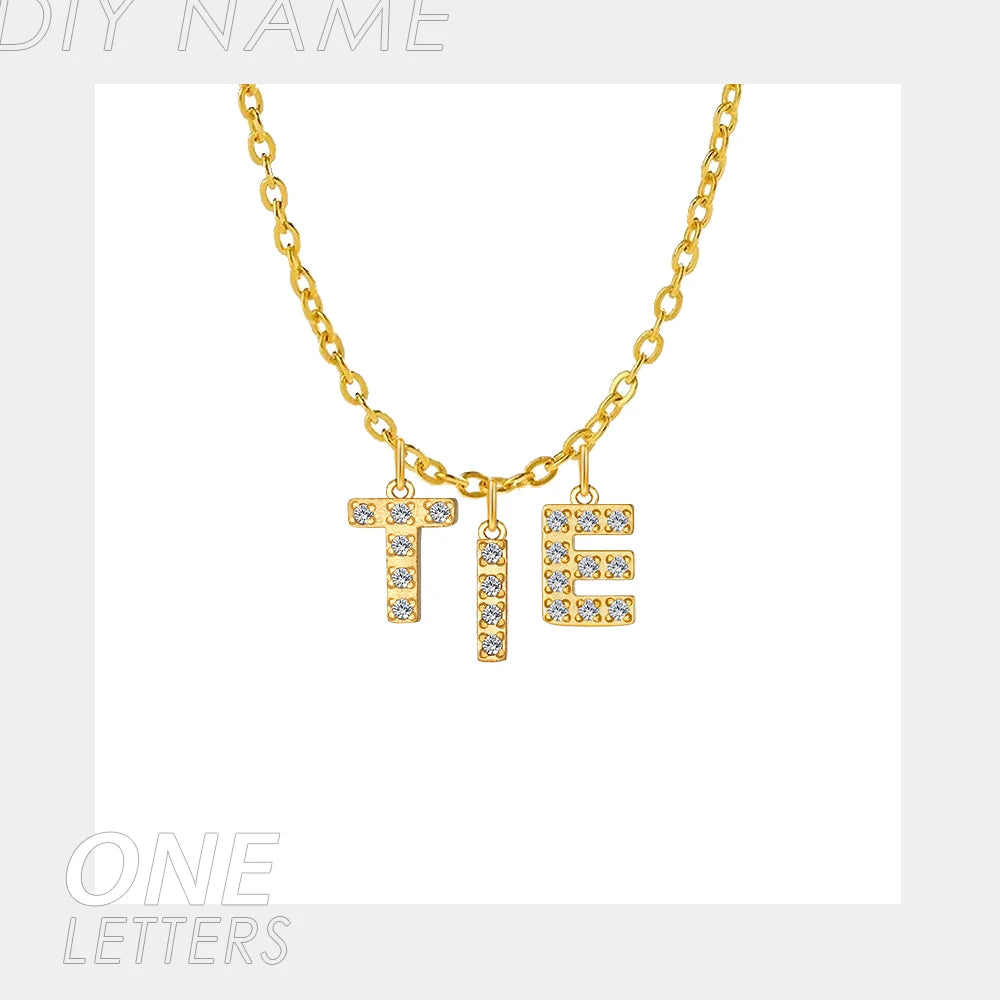 BELLUCCIE Necklace Personalized zircon Alphabet Stainless Steel choke Necklace Pendant Nameplate Gift Dropshipping