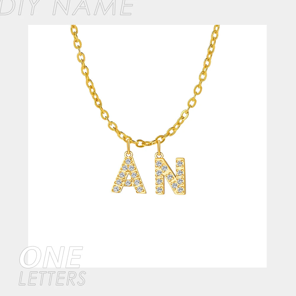 BELLUCCIE Necklace Personalized zircon Alphabet Stainless Steel choke Necklace Pendant Nameplate Gift Dropshipping
