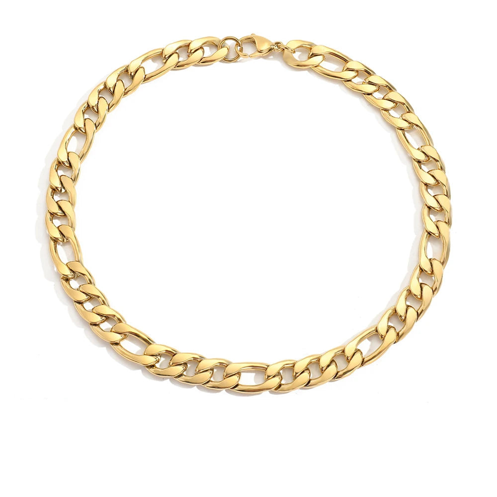Figaro Link Chains Necklace Cuban Chain Choker 4MM/6MM/8MM