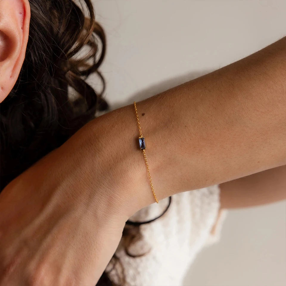 Fashion Jewelry Square Birthstone Bracelet