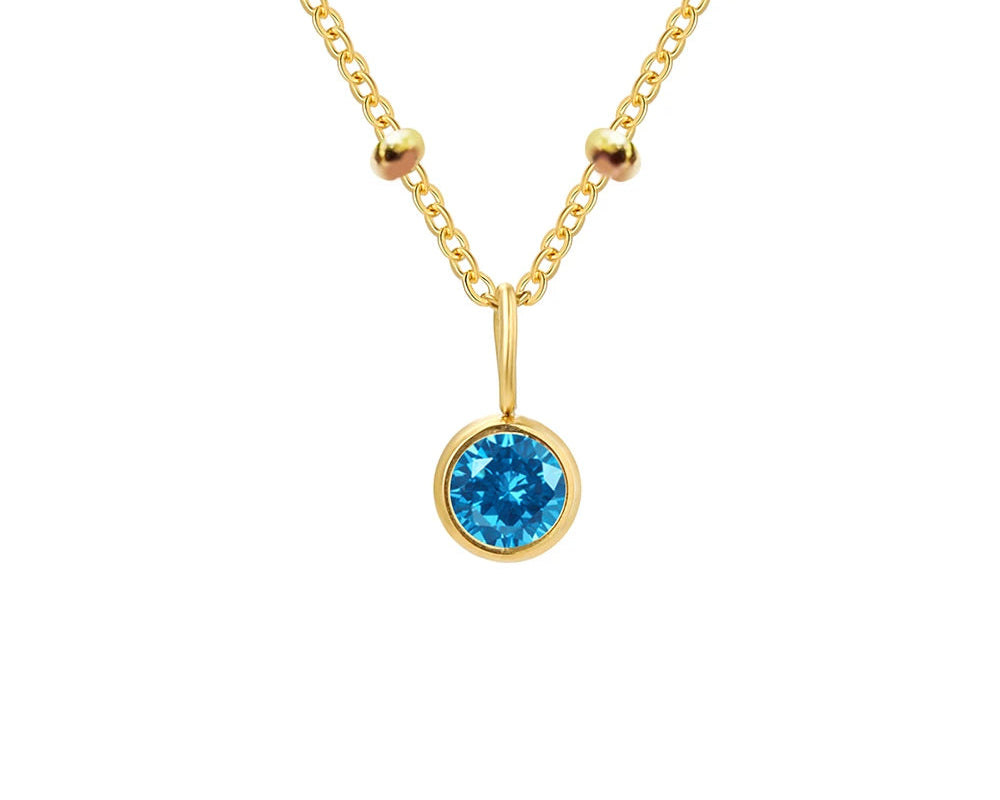 Birthstone Necklace Beaded Chain Zirconia