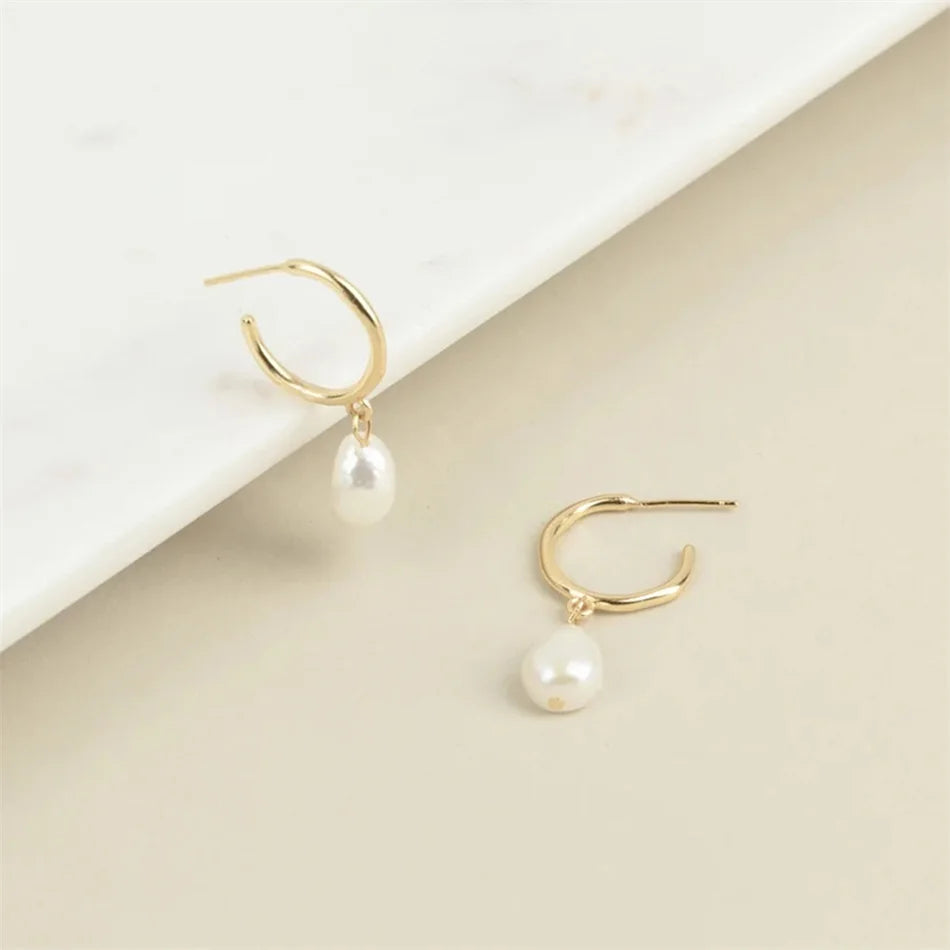 Fashion Natural Freshwater Pearl Pendant Earrings