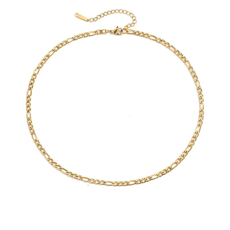 Figaro Link Chains Necklace Cuban Chain Choker 4MM/6MM/8MM