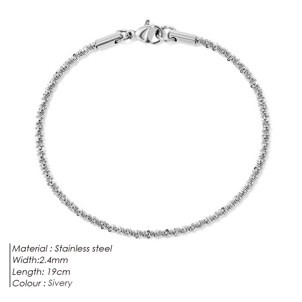 Silver Color Twist chain Adjustable Bracelet
