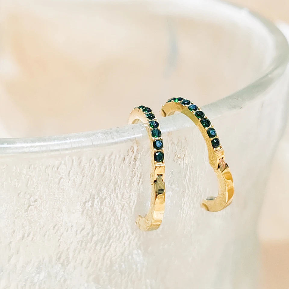 Birthstone Earrings Minimalist Huggie