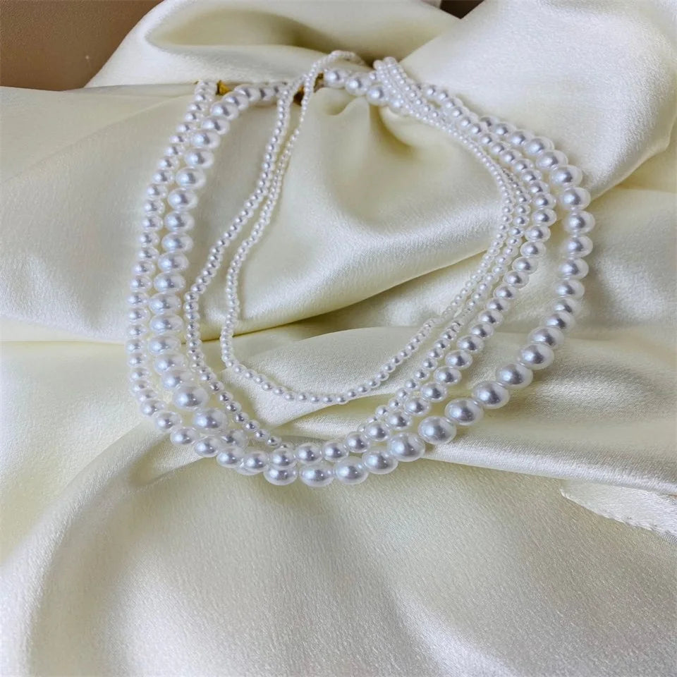 New Imitation Pearl Necklaces Round Multi Size White Pearl