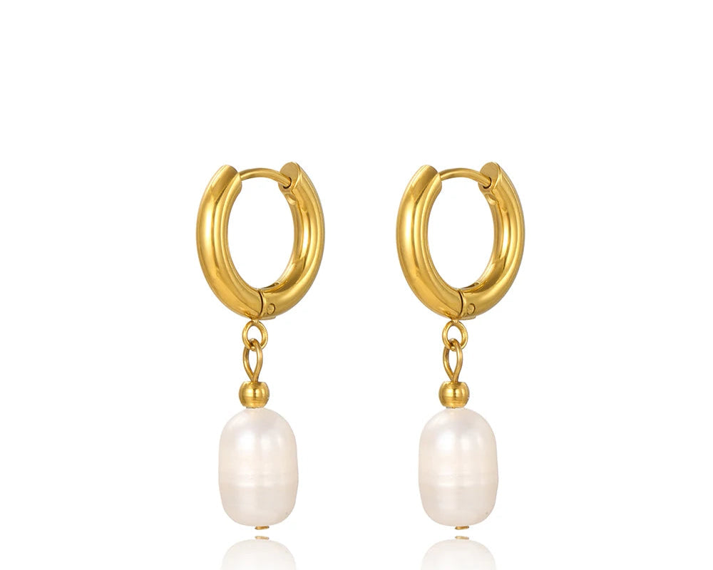 Gold-Plated Freshwater Pearl Pendant Earring