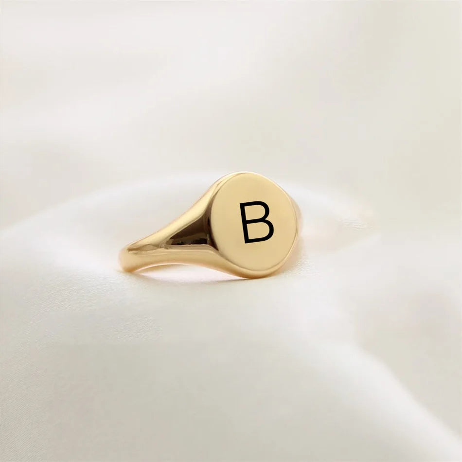 Women Signet Ring, Chunky Round