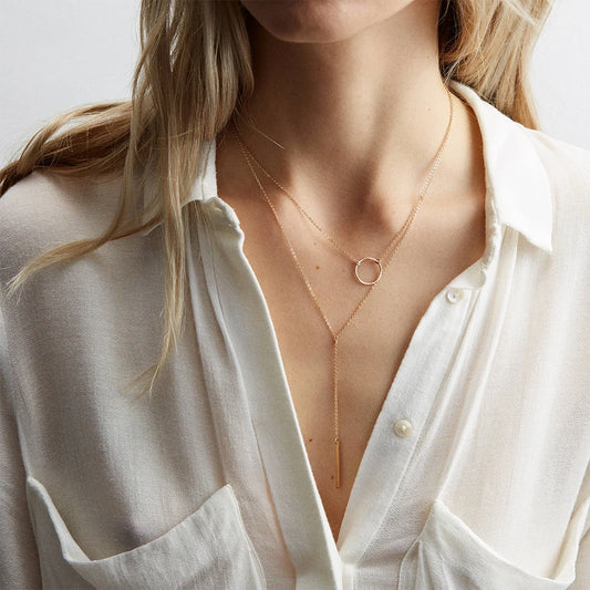 Minimalist Round Rod Pendant Necklace