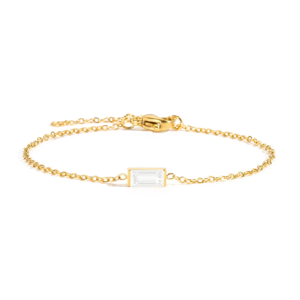 Fashion Jewelry Square Birthstone Bracelet