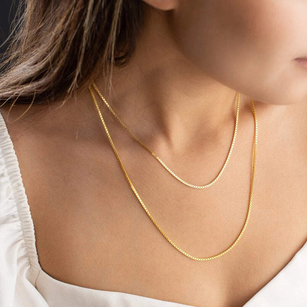 Box Chain Chocker Necklace Gold Color