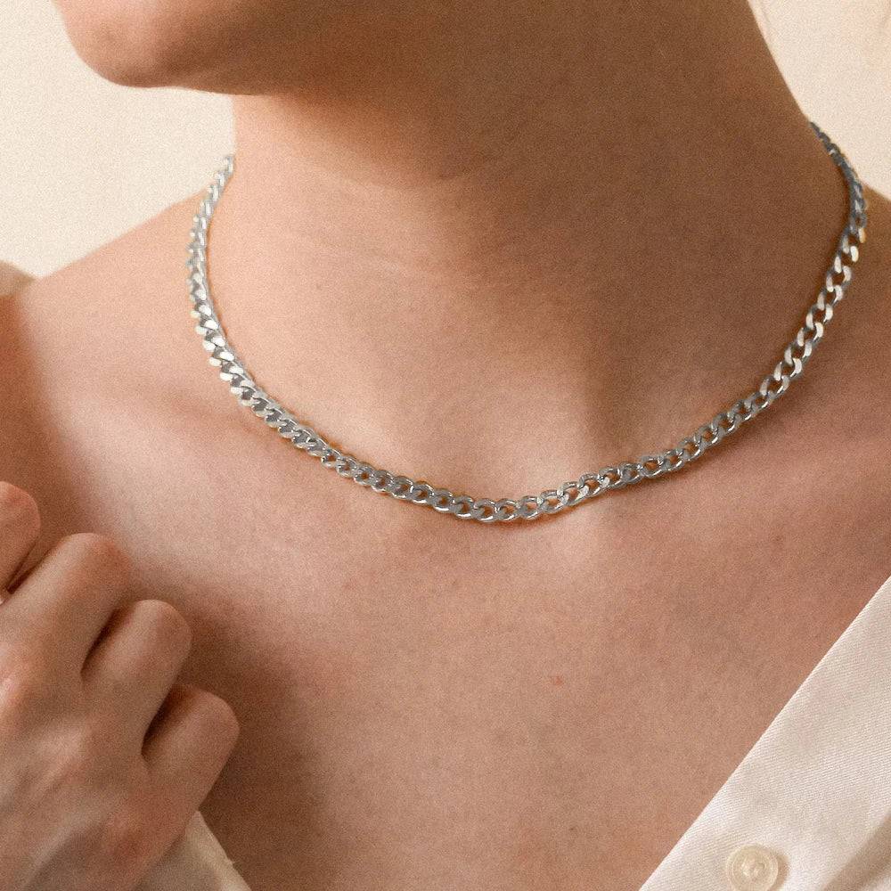 Silver color Men's Cuban Link Chain