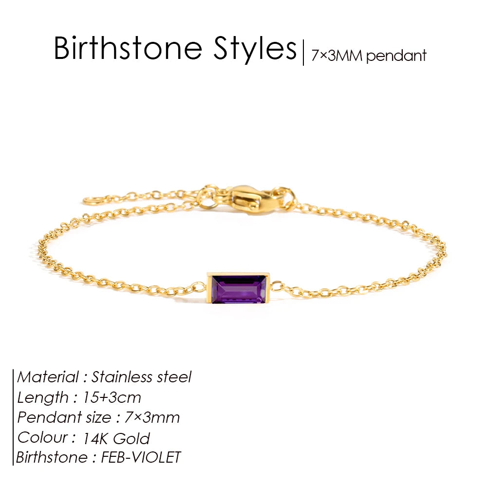 Fashion Jewelry Square Birthstone Bracelet