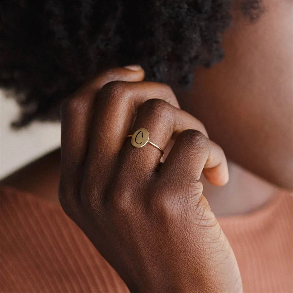 Initial Constellation oval Ring