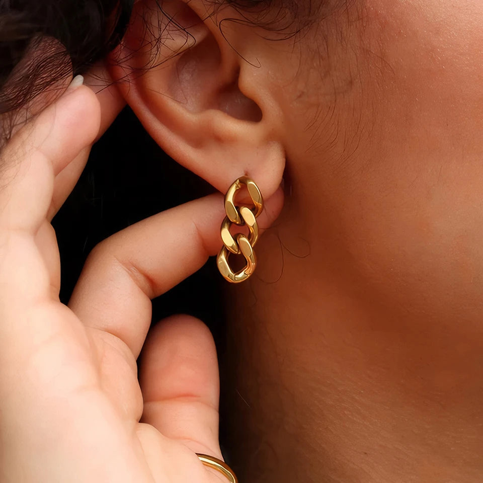 Punk Cuban Link Chain Stud Earrings