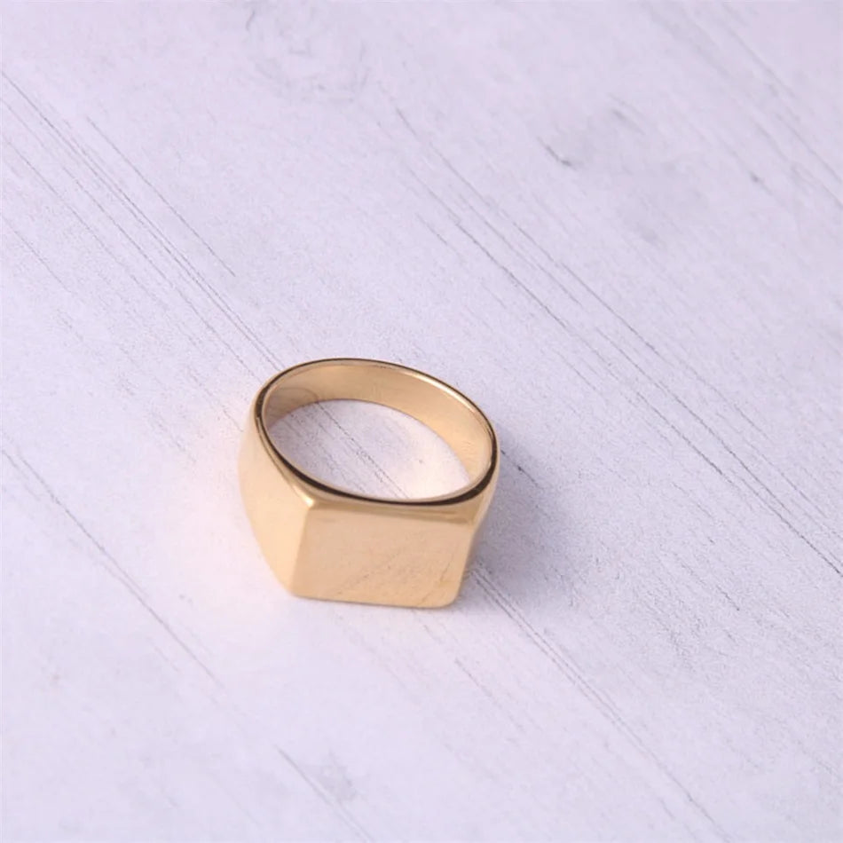 BELLUCCIENew Engraving Message Jewelry Gift Minimalist Letter Word Suqare Stainless Steel Ring Water Resistant Ring For Women
