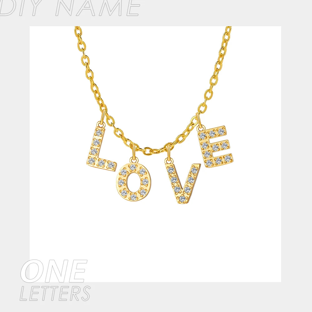 BELLUCCIE Necklace Personalized zircon Alphabet Stainless Steel choke Necklace Pendant Nameplate Gift Dropshipping