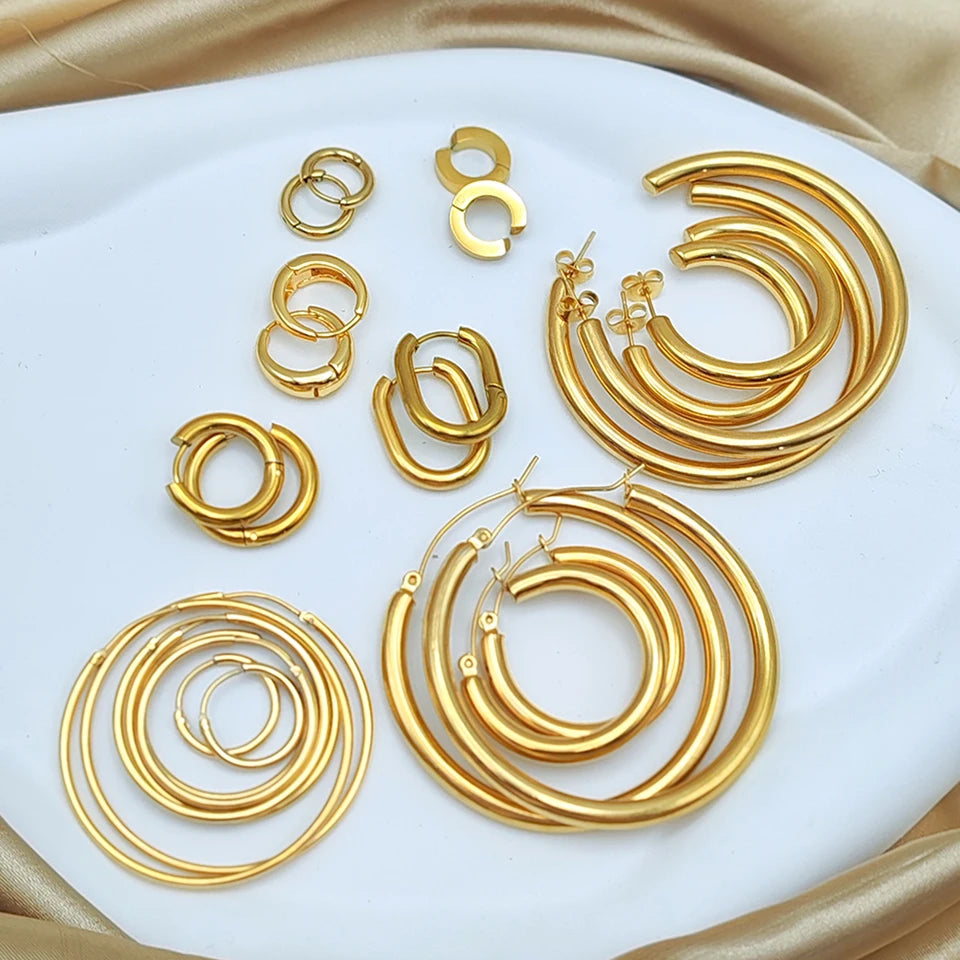Fashion Gold Size Circle Earrings