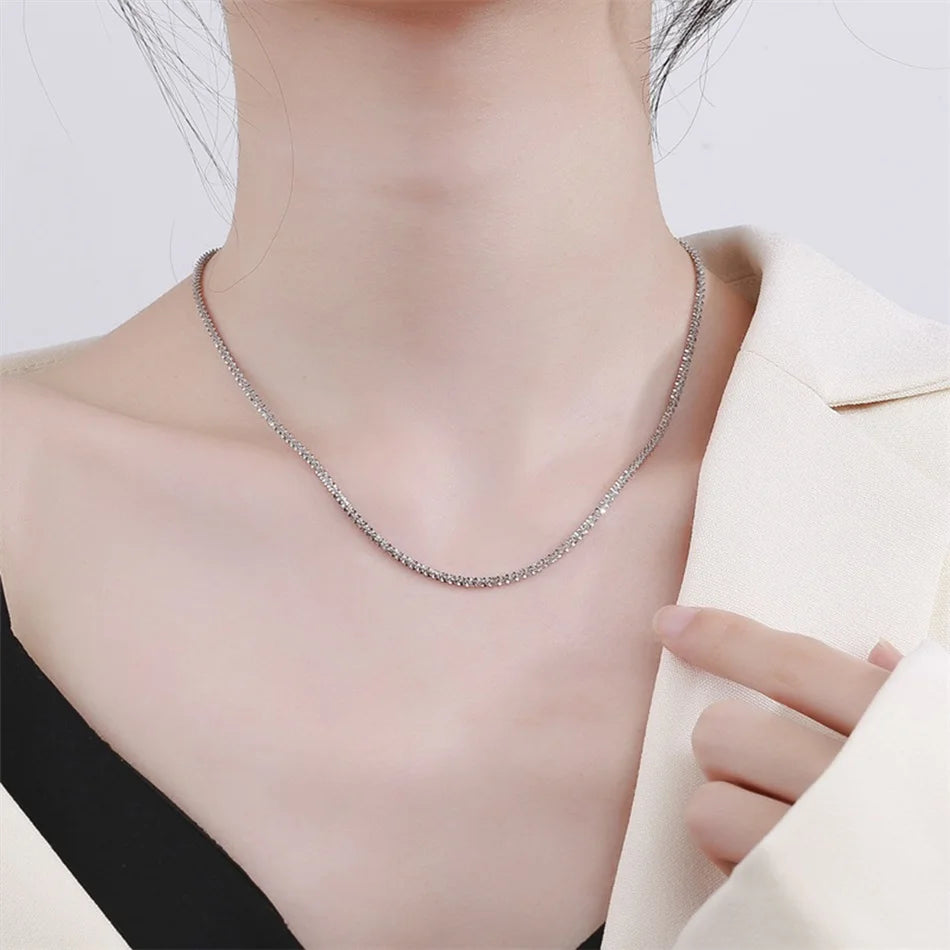 New Popular Silver Colour Sparkling Clavicle Chain Necklace