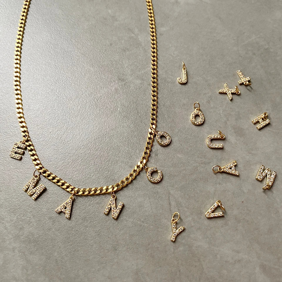 BELLUCCIE Necklace Personalized zircon Alphabet Stainless Steel choke Necklace Pendant Nameplate Gift Dropshipping