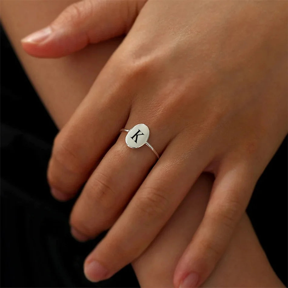 Initial Constellation oval Ring