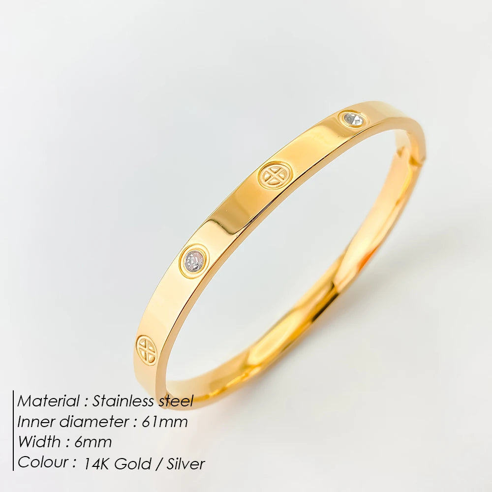 BELLUCCIE Stainless Steel Shiny Rhinestone Women's Fashion Bangle Punk Jewelry Holiday Gifts Factory Direct