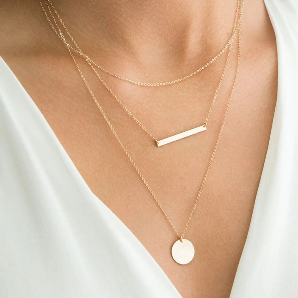 Layered Chains Long Necklace Women