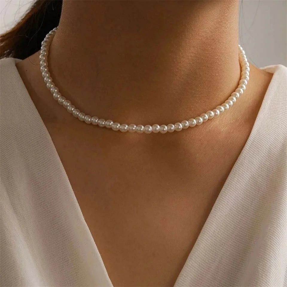 New Imitation Pearl Necklaces Round Multi Size White Pearl