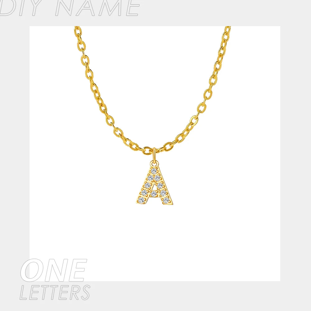 BELLUCCIE Necklace Personalized zircon Alphabet Stainless Steel choke Necklace Pendant Nameplate Gift Dropshipping