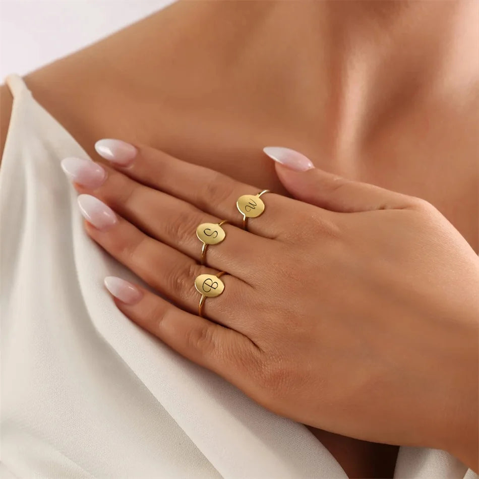 Initial Constellation oval Ring