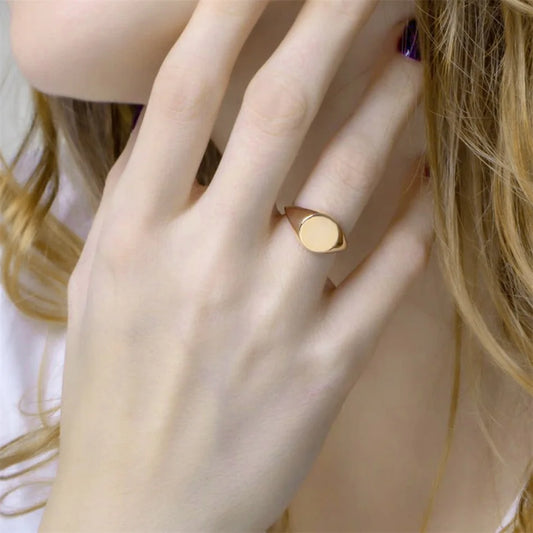Women Signet Ring, Chunky Round
