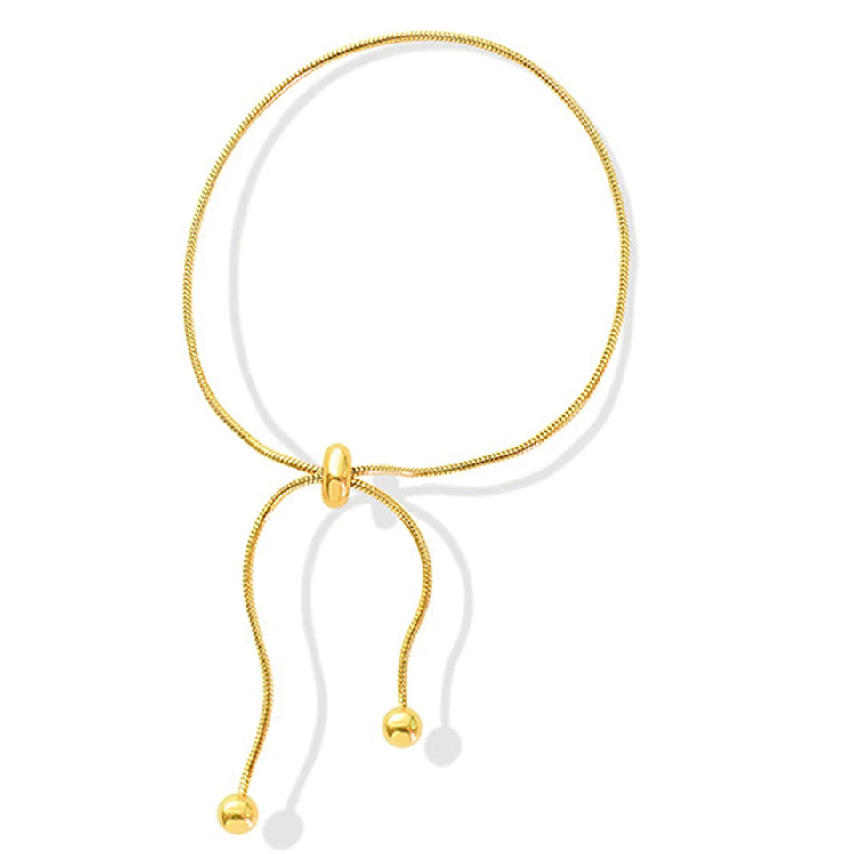 BELLUCCIE Snake Chain Stainless Steel Bracelet Adjustable Pull-Out Bracelet Round Button Birthday Gift